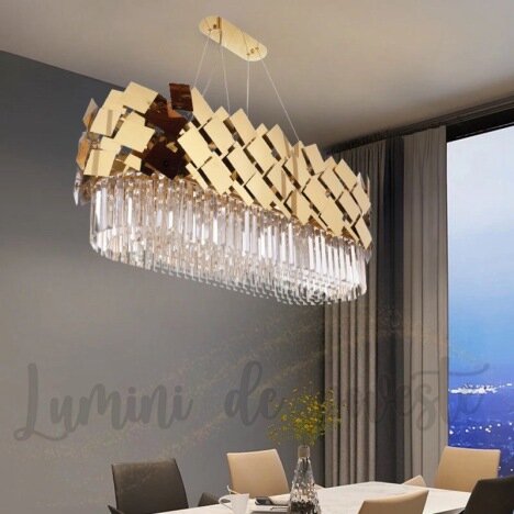 Candelabru Lorette Dining Auriu Lucios LM 80x30, 10 surse de iluminare