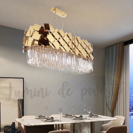 Candelabru Lorette Dining Auriu Lucios LM 80x30, 10 surse de iluminare